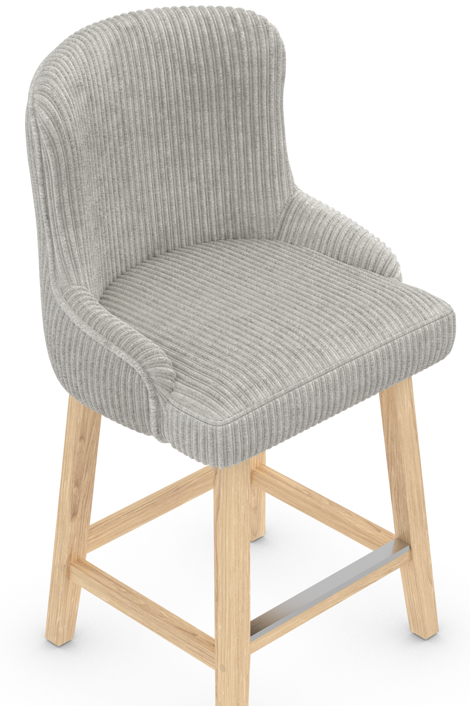 Alpine Oak Bar Stool Grey Fabric 