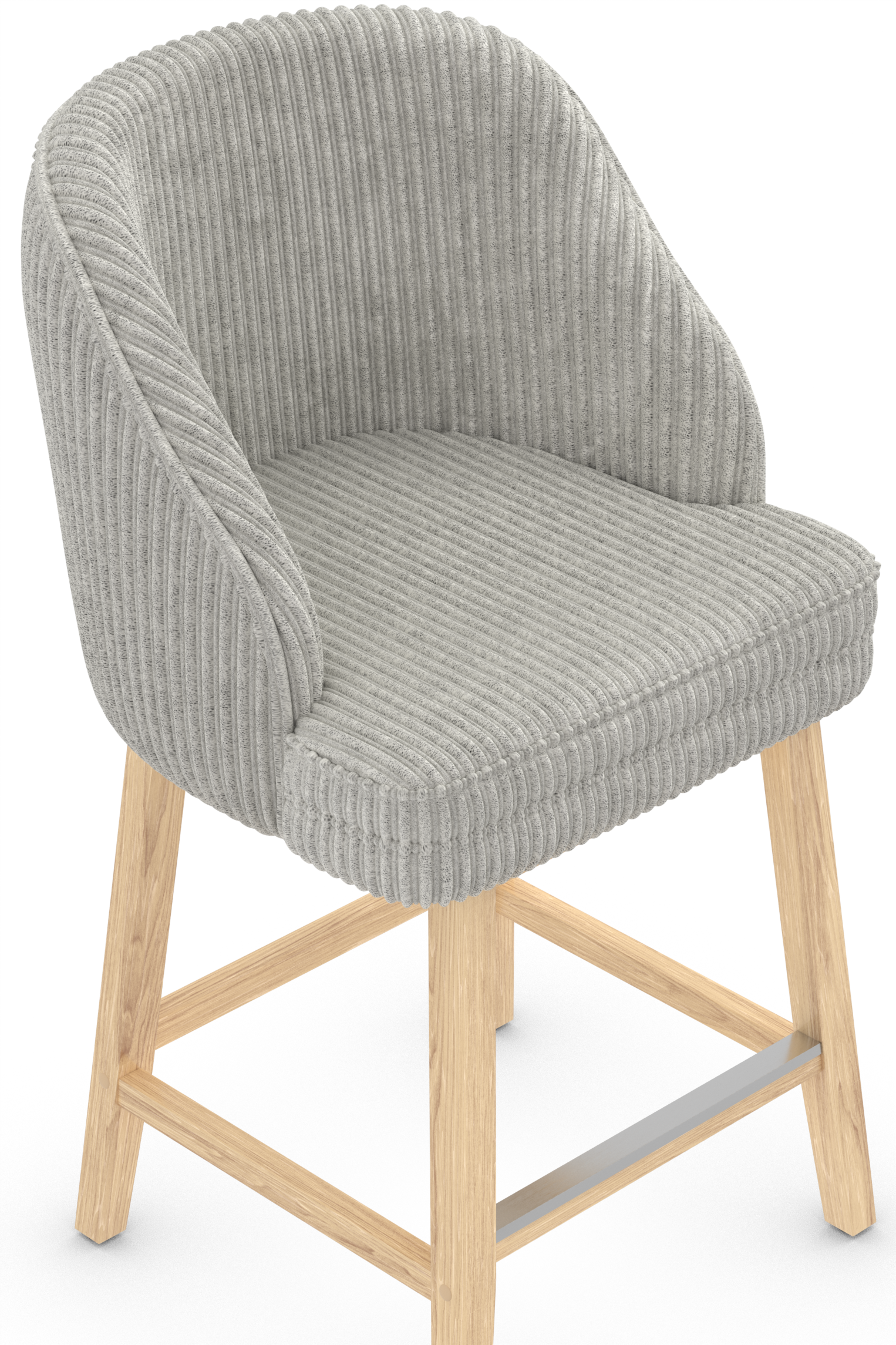 Ashton Oak Bar Stool Grey Fabric 